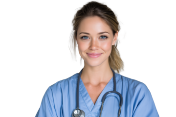 Lächelnde Krankenschwester mit Stethoskop PNG mit transparentem Hintergrund

