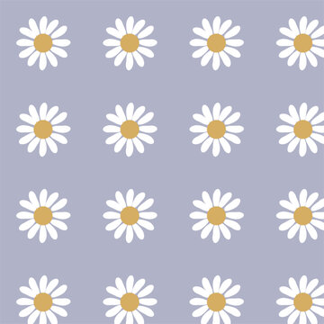 seamless pattern with daisies cute pattern with flowers ,cartoon style on pastel background