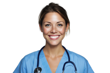 Lächelnde Krankenschwester mit Stethoskop PNG mit transparentem Hintergrund

