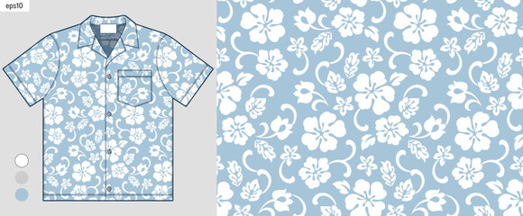 Pastel Hawaiian leaf pattern, tropical fashion trend, summer beachwear design, high-quality seamless vector print for fabric and clothing, not AI generated.