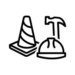 Vector black line icon for Constructing tool