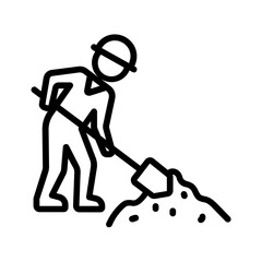 Vector black line icon for Concrete workers