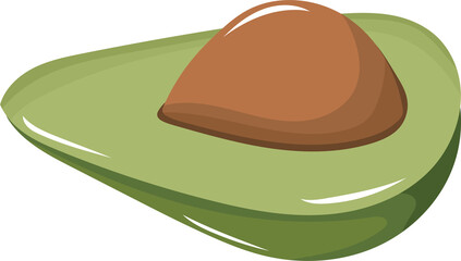 Cartoon of a Half Avocado with Seed