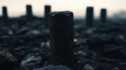 Dark Essence of Nature’s Remains in Eerie Foggy Landscape at Dawn