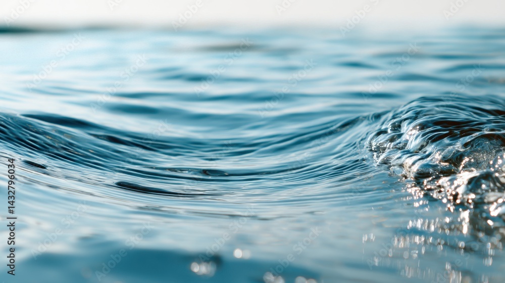Poster serene aquatic scene capturing the gentle movement of water waves under soft light creating a calmin