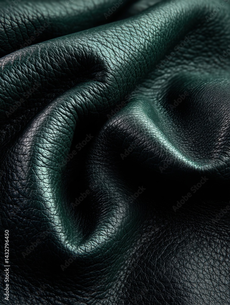Poster luxurious emerald leather texture with rich grain and subtle sheen creating a sophisticated and eleg