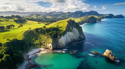 Sunset on the beach of Coromandel, New Zealand.