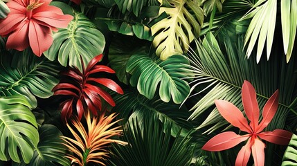 Vibrant tropical foliage display with colorful leaves.