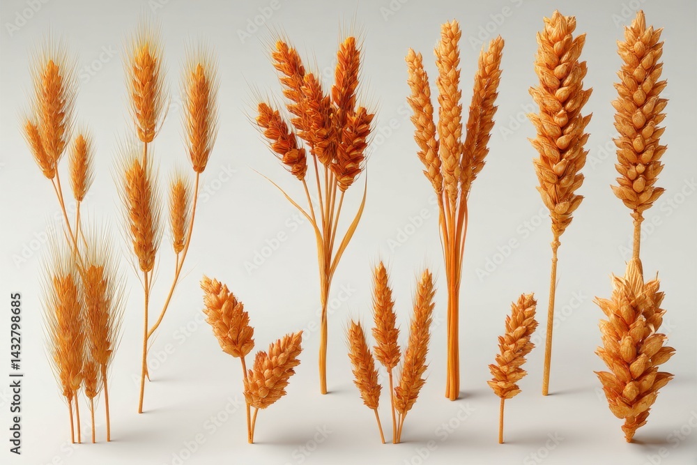 Poster golden wheat stalks arranged on a light background creating a visually appealing composition for agr