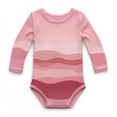 Fototapeta premium Pink long-sleeve baby bodysuit with gradient wave pattern. Comfortable and stylish for your little one. Perfect for any occasion. .