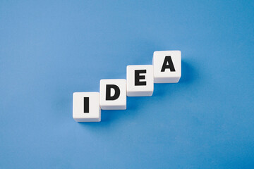 White blocks with idea word in business conceptual