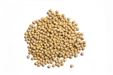 Chickpeas placed on a white background