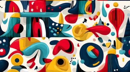 Obraz premium Smooth tiling abstract pattern with geometric and fluid shapes.