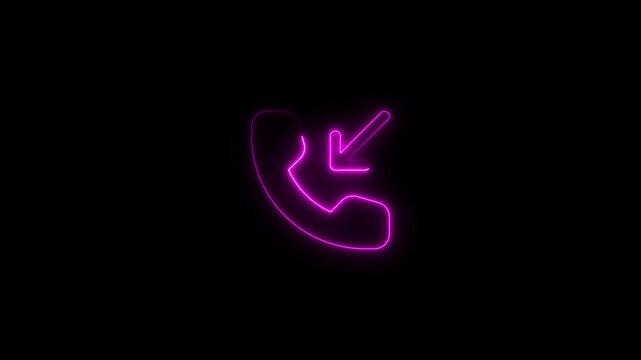 Glowing pink neon outgoing call icon animation on black background