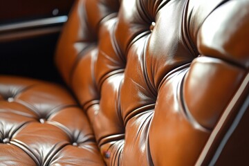 Naklejka premium Luxurious, tufted leather car seat back.