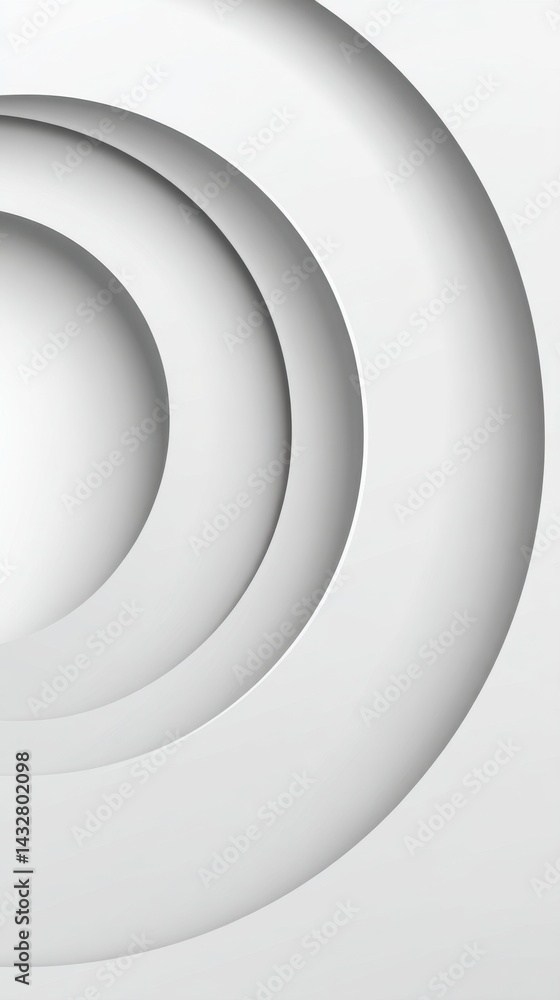 Poster minimalist white concentric circles creating a subtle depth and shadow effect ideal for modern desig