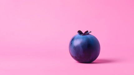 Blue Blueberry on Pink: A single, vibrant blue blueberry sits on a soft pink background, creating a striking contrast and minimalist aesthetic.