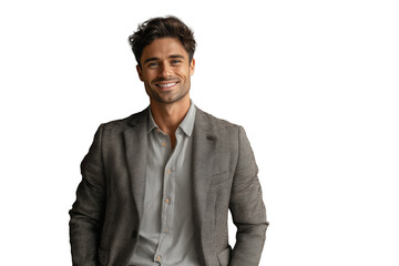 Junger Mann im Sakko mit freundlichem L&auml;cheln PNG mit transparentem Hintergrund

