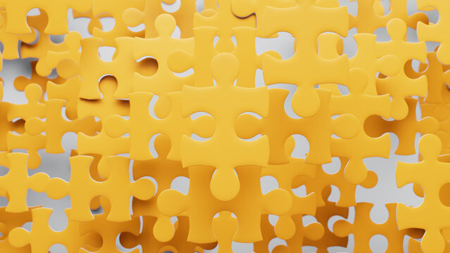 Striking Close-Up of Yellow Puzzle Pieces: Complexity and Connection