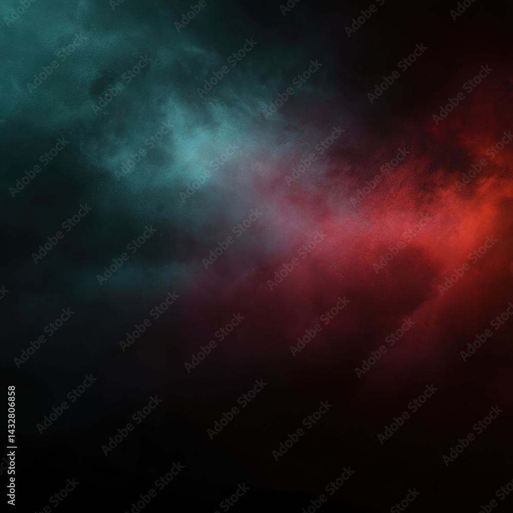 Aufkleber abstract smoky background with vibrant teal and red hues creating a dramatic and mysterious atmosphe