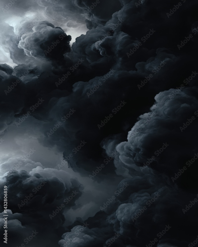 Poster dramatic storm cloudscape showcasing dark ominous clouds in a vertical composition creating a moody 