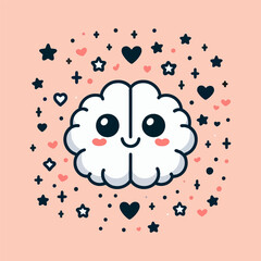 Cute Happy Brain Character