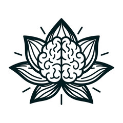 Mindfulness Brain in Lotus Flower