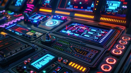 Obraz premium Sci-fi digital interface and neon lights