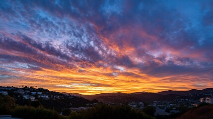Obraz premium Vibrant sunset over city