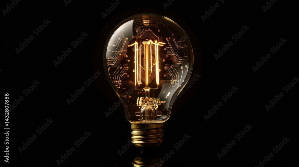 Poster light bulb made of circuit lines