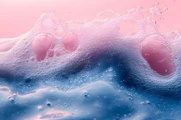 Fototapeta premium Pink and Blue Soap Bubbles - Abstract Cleanliness Concept for Design