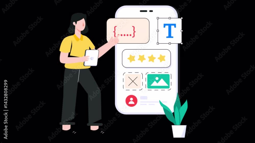 Poster user experience motion graphic rendering with transparent alpha channel and 4k resolution