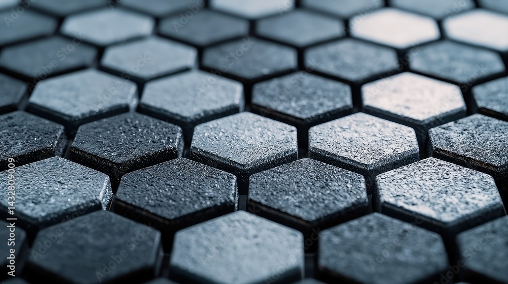 Poster honeycomb cobblestone design, a striking arrangement of hexagonal tiles creating a visually captivat