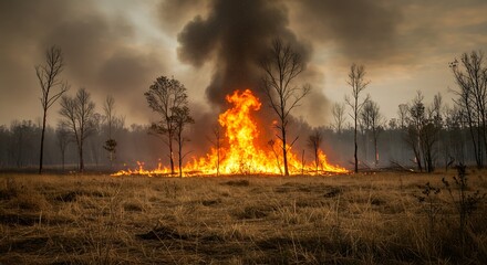 Forest fire landscape destruction