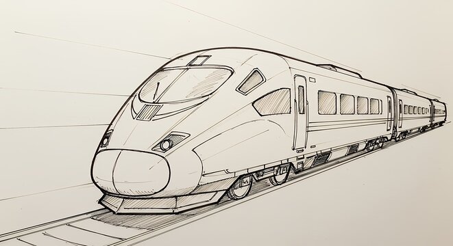 High speed train sketch illustration