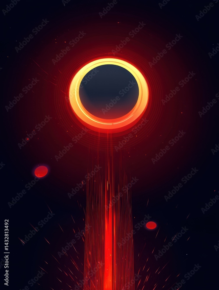 Aufkleber abstract cosmic portal with fiery glow and dark energy radiating from a central point against a deep