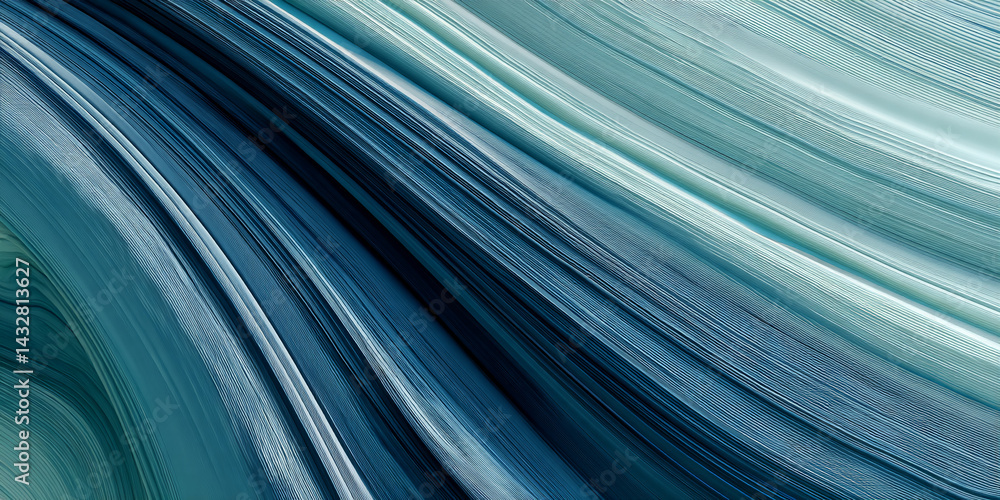 Aufkleber Abstract image of teal and blue curved lines, creating a flowing, dynamic texture suitable for background or design element, suggesting movement and fluidity