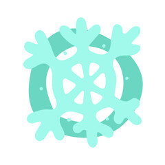 Doodle Christmas snowflake. Hand-drawn mint snow isolated on white background. X-mas line dot winter holiday symbol of the New Year. Cold sign. Festive decoration element. Vector snowy illustration