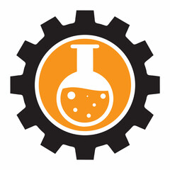 Gear and Flask Icon Vector Design.