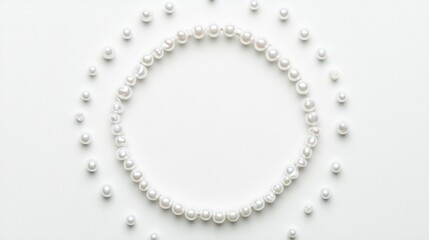 Obraz premium Jewelry flat lay featuring simple pearl earring pair arranged symmetrically on white