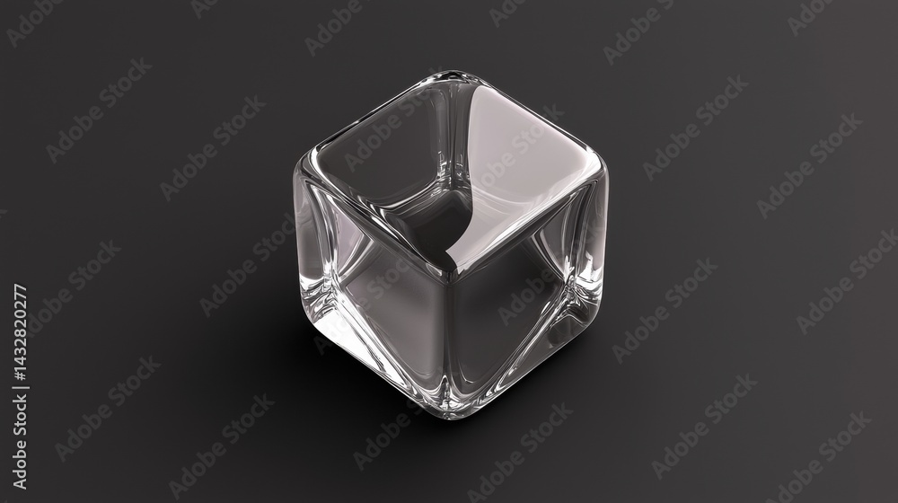 Poster a transparent cube with a reflective surface.