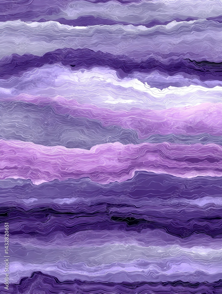 Poster abstract purple watercolor painting with layered texture and flowing lines creating a calming and ar