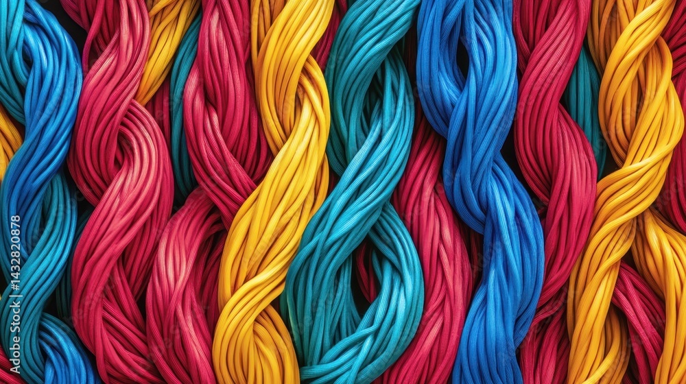 Poster colorful embroidery floss threads are artfully arranged in textured rows. use this vibrant backgroun