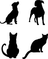 dog and cat animal silhouette vector illustration 
