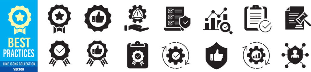 Best practices icon set. Editable line icons collection. Vector illustration.