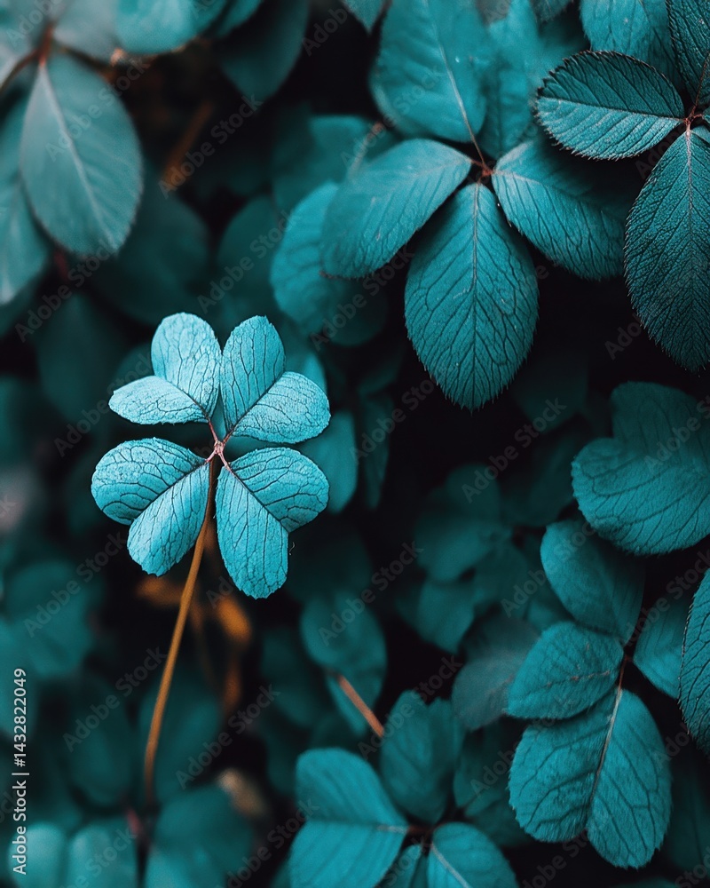 Aufkleber captivating close up of lush teal foliage showcasing intricate leaf patterns and textures a natural 