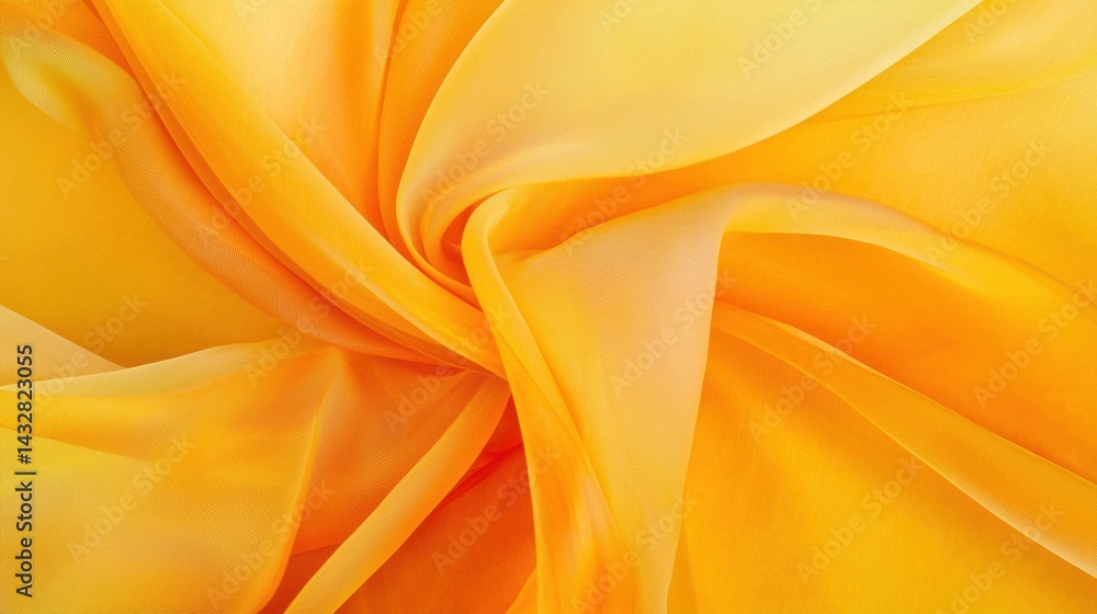 Poster a close-up view of a vibrant yellow fabric with a smooth texture and a slightly crinkled appearance.