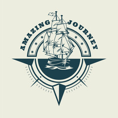 Nautical monochrome logo design template 01