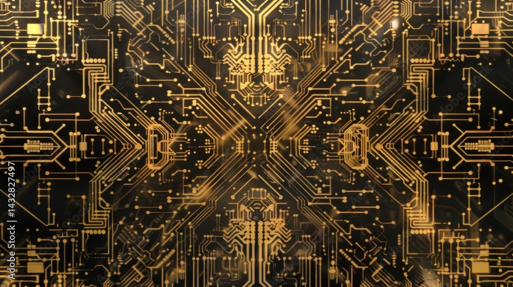 Poster abstract futuristic circuit board pattern