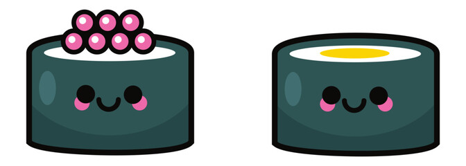 Set Sushi Icons Cute